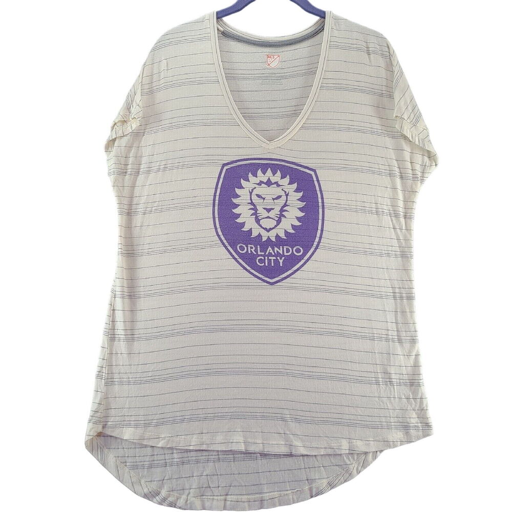 MLS Womens T-Shirt Multi-Color Size Medium Rayon Blend Orlando City Short Sleeve